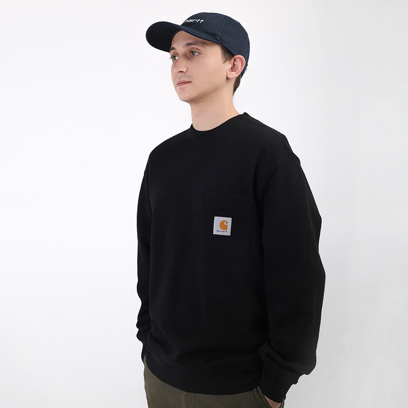 мужская черная толстовка Carhartt WIP Pocket Sweat I027681-black - цена, описание, фото 3